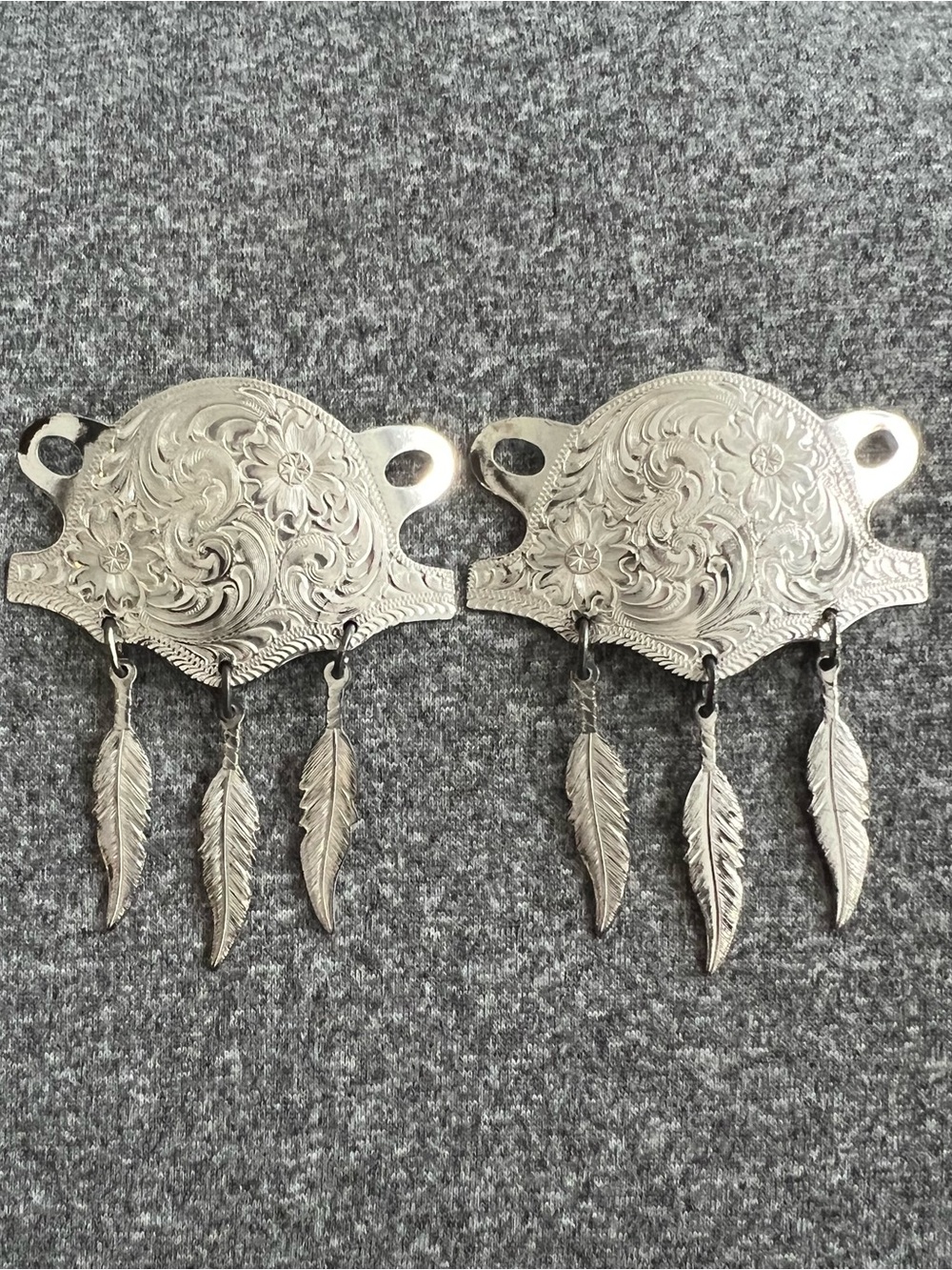 Montana Silversmiths Silver Engraved Boot Topper Kilties with Feather Dangles